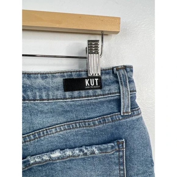 Kut from the Kloth Jane High Waist Distressed Fray Hem Denim Shorts Size: 2 NWT - Picture 8 of 12